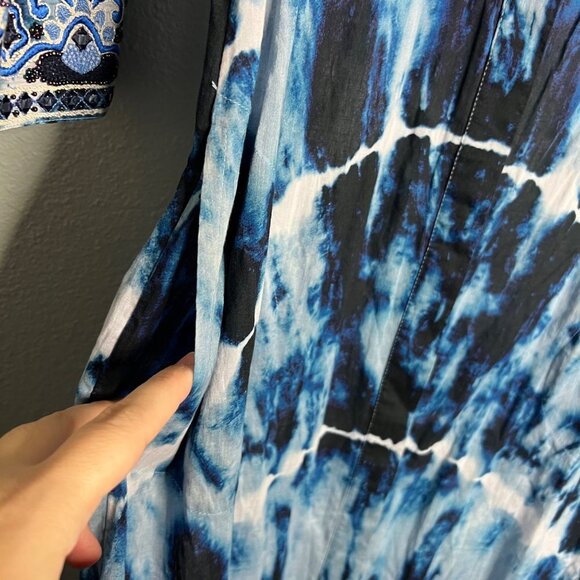 NWOT Soft Surroungings Sea Sprite Tie Dye Maxi Dress Embroidered Embellished XS - Picture 9 of 14